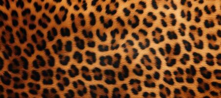ai généré léopard peau texture. animal fourrure Contexte. zoologique modèle, safari camouflage. sauvage chat cuir photo