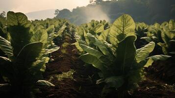 ai généré industriel cultivation de le tabac feuilles photo