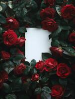 ai généré une Cadre de des roses pour la Saint-Valentin journée photo