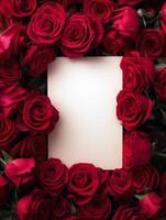 ai généré une Cadre de des roses pour la Saint-Valentin journée photo