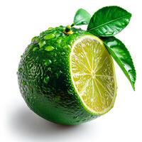 ai généré agrumes fruit, citron vert sur blanc isolé Contexte - ai généré image photo