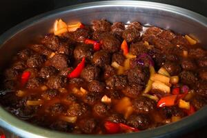 philippin style Boulettes de viande avec sucré et acide sauce photo