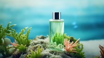 ai généré cosmétique spa médical soin de la peau contre le toile de fond de le sous-marin monde. neural réseau ai généré photo