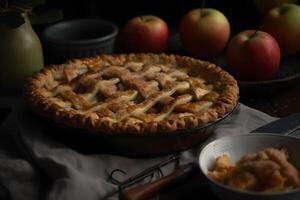 ai généré fait maison Pomme tarte. neural réseau ai généré photo