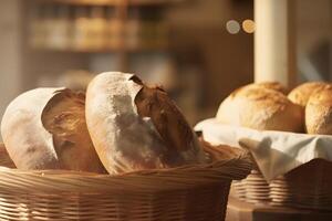 ai généré Frais pain dans le boulangerie. neural réseau ai généré photo