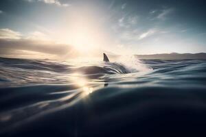 ai généré génial blanc requin posant dans le Profond bleu l'eau. neural réseau ai généré photo