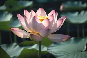 ai généré magnifique rose nénuphar ou lotus fleur. une proche en haut. floral Contexte photo