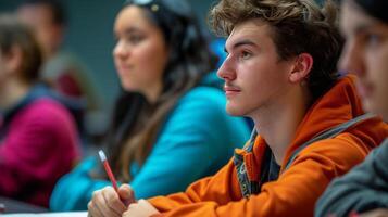 ai généré financier éducation atelier pour Université élèves sur Campus photo