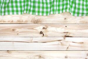 vert nappe de table sur en bois tableau, Haut vue photo