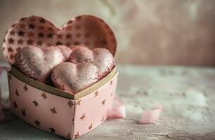 ai généré la Saint-Valentin journée bonbons dans le rose cœur boîte photo
