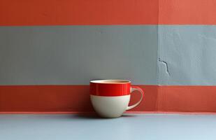 ai généré rouge café tasse contre une blanc toile de fond photo