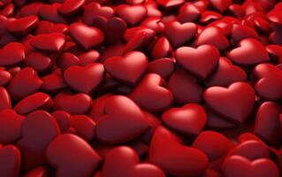 ai généré beaucoup cœurs dans rouge piles dans une Contexte photo