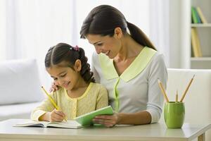 ai généré mère enseignement fille devoirs photo