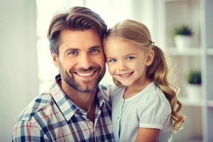 ai généré je l'amour toi, papa Jeune homme à Accueil avec le sien peu mignonne fille photo