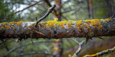 ai généré des bois embrasse verdoyant mousse sur arbre membre photo