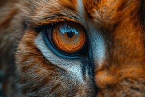 ai généré portrait de une les Lions museau dans fermer. le les Lions tête photo