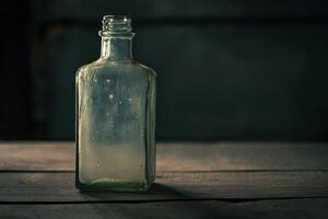 ai généré un vide verre bouteille est sur le table photo