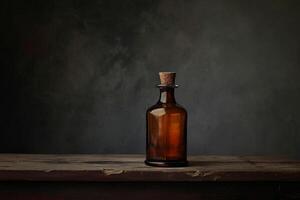 ai généré un vide verre bouteille est sur le table photo