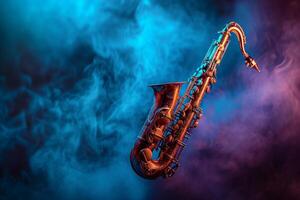 ai généré une saxophone instrument pour en jouant le jazz la musique sur il photo