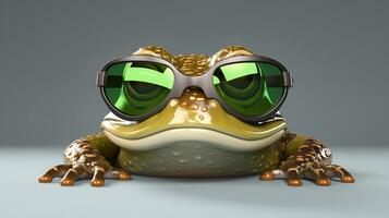 ai généré élégant crapaud dans des lunettes sur isolé Contexte illustration. photo