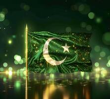 ai généré abstrait vert grunge Contexte avec Pakistan drapeau illustration pour fête 23 Mars journée photo