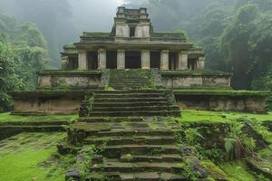 ai généré ruines de un ancien temple dans le jungle photo