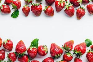 ai généré Frais des fraises rangée afficher avec copie espace photo