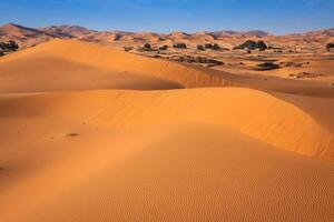 Dunes de sable dans le désert du Sahara, Merzouga, Maroc photo