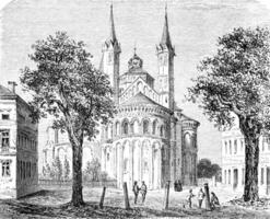 Basilique de le saint apôtres, eau de Cologne, ancien gravure. photo