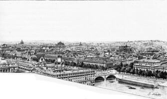 panorama de le droite banque, alléguant notre dame, ancien gravure photo