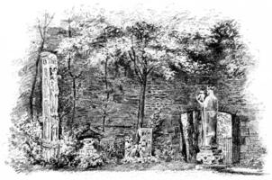 le ruines de le palais de le thermes de cluny dans le jardin, ancien gravure. photo