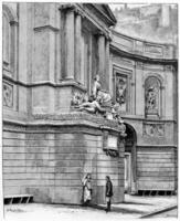 le Fontaine dans le rue de Grenelle, ancien gravure. photo