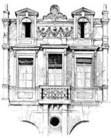 détail de façade de le Hôtel lamoignon, ancien gravure. photo