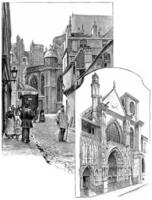 abside de le église de saint-joyeux, brisemiche rue, des portes de saint-joyeux, rue Saint Martin, ancien gravure. photo