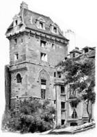 le donjon de John le intrépide, ancien gravure. photo