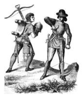 costumes archers en dessous de Henri vi, ancien gravure. photo