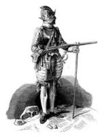 militaire costume de celle d'Elizabeth règne, ancien gravure. photo