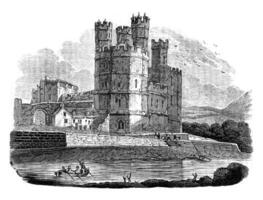 caernarfon château, ancien gravure. photo