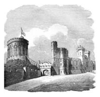 windsor château, ancien gravure. photo