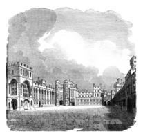 windsor Château Cour, ancien gravure. photo