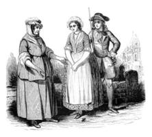 costumes de 1725 à 1730, ancien gravure. photo