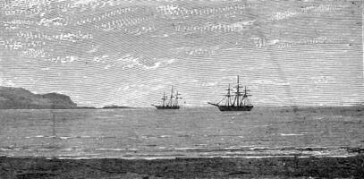 le port de Panama, ancien gravure. photo