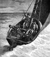 le navire de proie. le bien homme a été le mal de mer, ancien gravure. photo