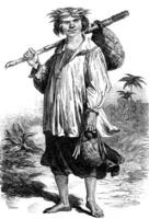 Tahiti. type de homme, ancien gravure. photo