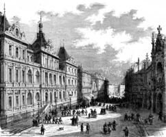 le pittoresque France. le palais de la bourse, Lyon, ancien gravure. photo