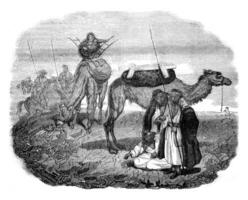 arabe les bédouins, après un gravure de le voyage m. leon delaborde, ancien gravure. photo