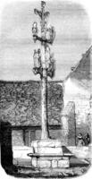 traverser et sculptures dans granit, a peneran, près Landerneau, ancien gravure. photo