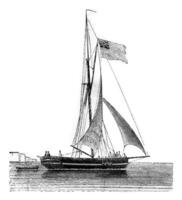 yacht courant gouttes, vu par le tribord trimestre, ancien gravure. photo