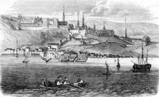 vue de le ville de Québec, du Canada capital, ancien gravure. photo