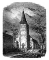 vue de presbytère et le église de bolleville, département de Seine bas, ancien gravure. photo